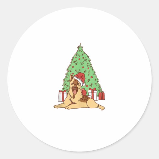 Hond Kerstboom - Grappige Kerst Ronde Sticker (Voorkant)