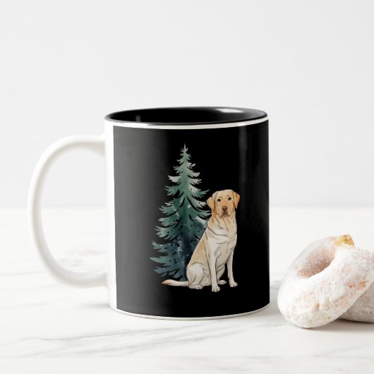 Hond Kerstboom Party Hondenliefhebber Xmas Tweekleurige Koffiemok (Met donut)
