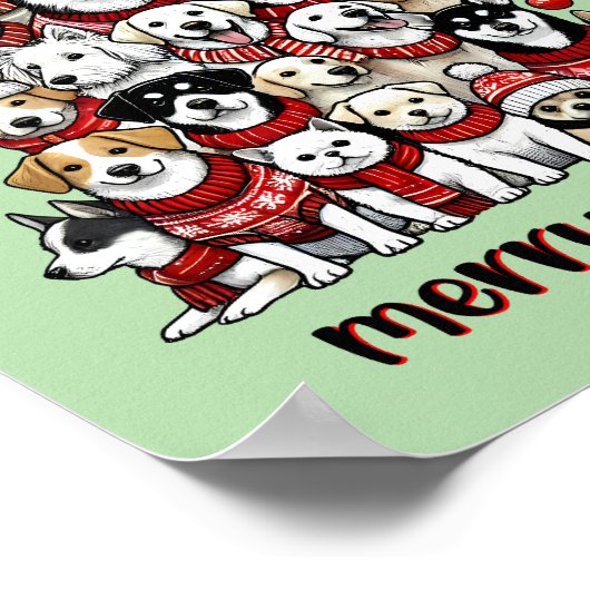 Hond Kerstboom Vrolijk Woofmas Vakantie Poster (Hoek)