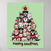 Hond Kerstboom Vrolijk Woofmas Vakantie Poster (Voorkant)