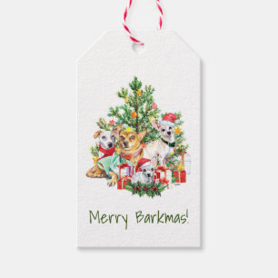 Hond Kerstcadeau Tags - Merry Barkmas Cadeaulabel
