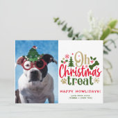 Hond Kerstfoto Gepersonaliseerde Puppy Afbeelding Feestdagenkaart (Staand voorkant)