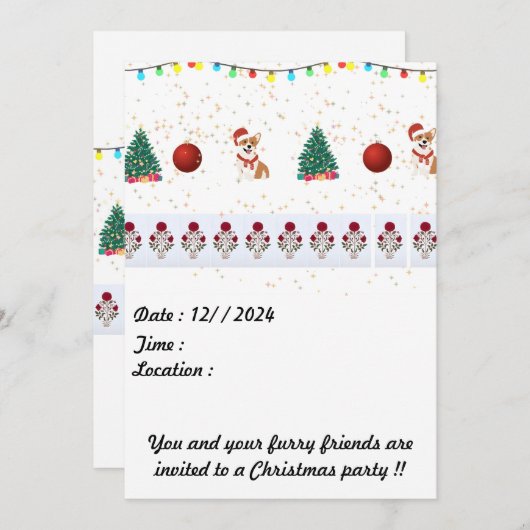 Hond Kerstkaart 5 x 7 Save The Date (Voorkant / Achterkant)