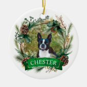 Hond Kerstkrans Keramisch Ornament (Voorkant)