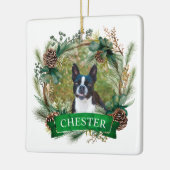Hond Kerstkrans Keramisch Ornament (Links)