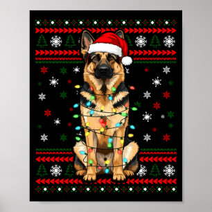 Hond Kerstmis, Duitse Herders Kerst Lichtjes Lelij Poster