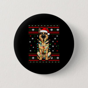 Hond Kerstmis, Duitse Herdershond Kerstlichten Lel Ronde Button 5,7 Cm