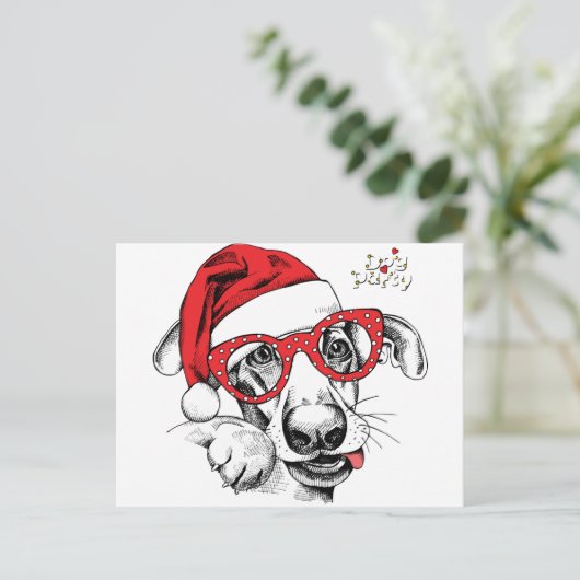 Hond, Kerstmis, Feestdagen, decoraties, feestviere Briefkaart (Staand voorkant)