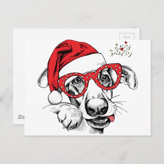 Hond, Kerstmis, Feestdagen, decoraties, feestviere Briefkaart (Voorkant / Achterkant)
