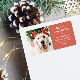 Hond Kerstmis Foto Gelukkige Pawholidays Adres Etiket
