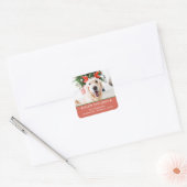 Hond Kerstmis Foto Gelukkige Pawholidays Adres Vierkante Sticker (Envelop)