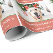 Hond Kerstmis Foto Gelukkige Pawholidays Cadeaupapier (Rol Hoek)