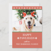Hond Kerstmis Foto Gelukkige Pawholidays Feestdagenkaart (Voorkant)