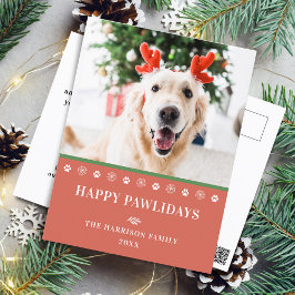 Hond Kerstmis Foto Gelukkige Pawholidays Feestdagenkaart