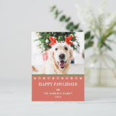 Hond Kerstmis Foto Gelukkige Pawholidays Feestdagenkaart (Staand voorkant)