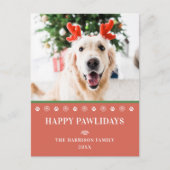 Hond Kerstmis Foto Gelukkige Pawholidays Feestdagenkaart (Voorkant)