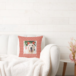Hond Kerstmis Foto Gelukkige Pawholidays Kussen
