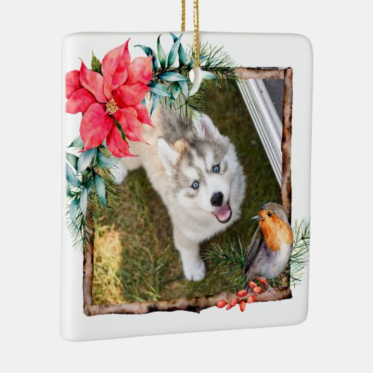 Hond Kerstmis Foto Keramisch Ornament (Rechts)