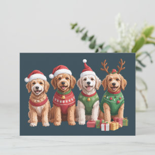 Hond Kerstmis Goldendoodle Kerstmis Hond Liefhebbe Feestdagenkaart