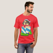 Hond Kerstmis Kerstman hoed T-shirt (Voorkant volledig)