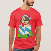 Hond Kerstmis Kerstman hoed T-shirt (Voorkant)