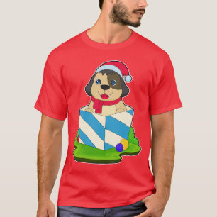 Hond Kerstmis Kerstman hoed T-shirt