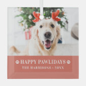 Hond Kerstmis Moderne foto Gelukkige Pawholidays Glas Ornament (Voorkant)
