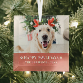 Hond Kerstmis Moderne foto Gelukkige Pawholidays Glas Ornament