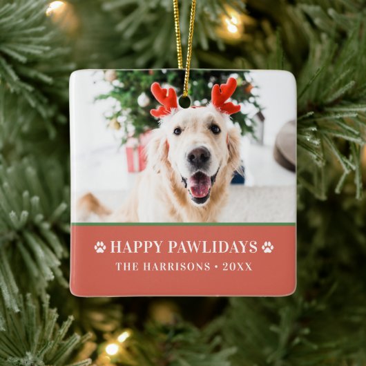 Hond Kerstmis Moderne foto Gelukkige Pawholidays Keramisch Ornament (Boom)