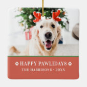 Hond Kerstmis Moderne foto Gelukkige Pawholidays Keramisch Ornament (Achterkant)