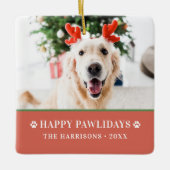 Hond Kerstmis Moderne foto Gelukkige Pawholidays Keramisch Ornament (Voorkant)