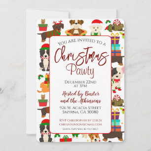 Hond Kerstmis Pawty Vakantie Party Kaart
