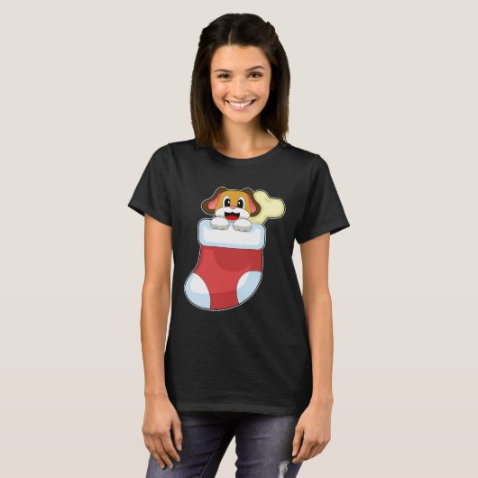 Hond Kerstmis sokken T-shirt (Voorkant volledig)