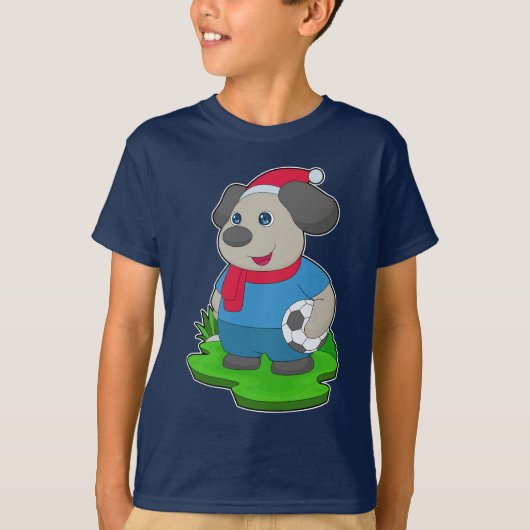 Hond Kerstvoetbal T-shirt (Voorkant)