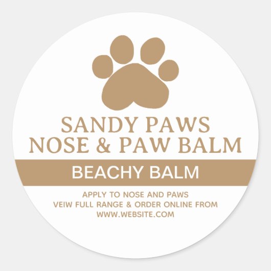 Hond Kleine Bedrijf Zelfgemaakte PAW BALM Ronde Sticker (Voorkant)