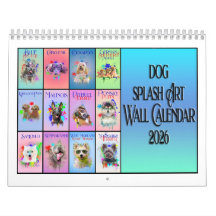 Hond Kleurrijke Spat Kunst Muurkalender 2026