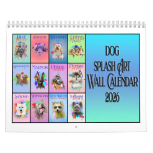 Hond Kleurrijke Spat Kunst Muurkalender 2026 Kalender