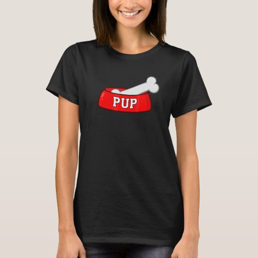 Hond Kommetje Met Hondenbot T-shirt (Voorkant)