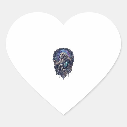 Hond Kristal Maan Betoverd Woud_1 Hart Sticker (Voorkant)