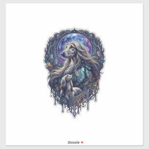Hond Kristal Maan Betoverd Woud_1 Sticker
