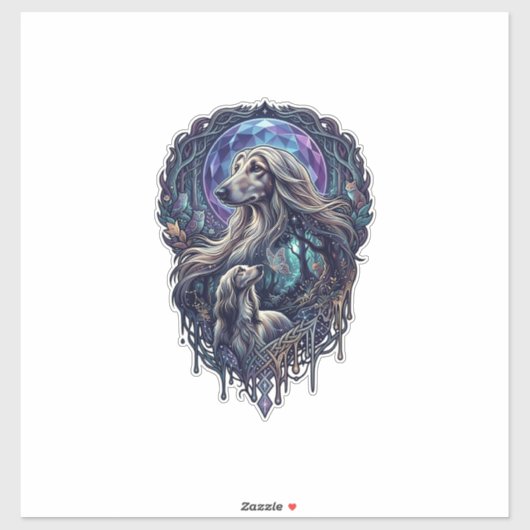 Hond Kristal Maan Betoverd Woud_1 Sticker (Vel)