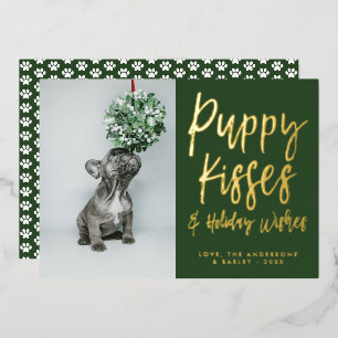 Hond Kus Pootafdruk Foto Folie Kerstkaart Uitnodiging