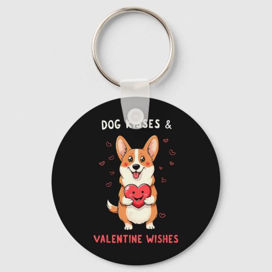Hond Kusjes En Valentijnswensen Corgi Liefde  Sleutelhanger (Voorkant)