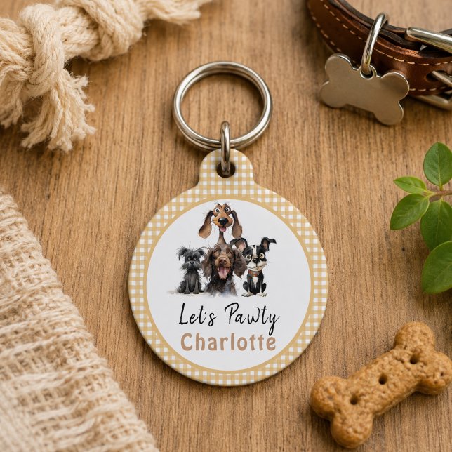 Hond Laat Ons Feest Verjaardag Huisdierpenning (Dog Let's Pawty Birthday Pet ID Tag)