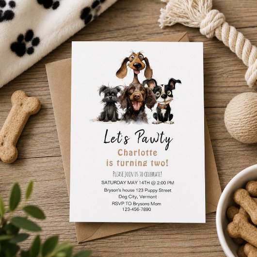 Hond Laat ons Feest Verjaardag Kaart