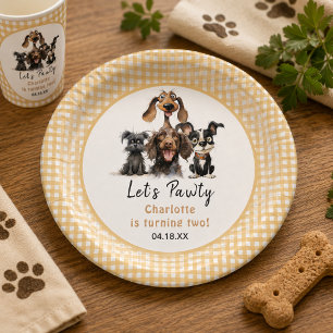 Hond Laat ons Feest Verjaardag Papieren Bordje