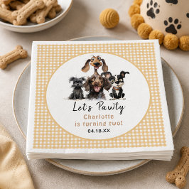 Hond Laat ons Feest Verjaardag Servet