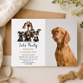 Hond Laat ons Feest Verjaardagsfoto Kaart