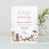 Hond laat pawty verjaardag uitnodiging (Staand voorkant)