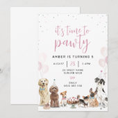 Hond laat pawty verjaardag uitnodiging (Voorkant / Achterkant)